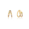 14K Yellow Gold Multi Sapphire Huggie Hoop Earrings Thumbnail