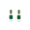 18K Gold Emerald Halo Diamond Dangle Earrings Thumbnail