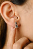18K Gold Baguette Cut Blue Sapphire Dangle Earrings Thumbnail