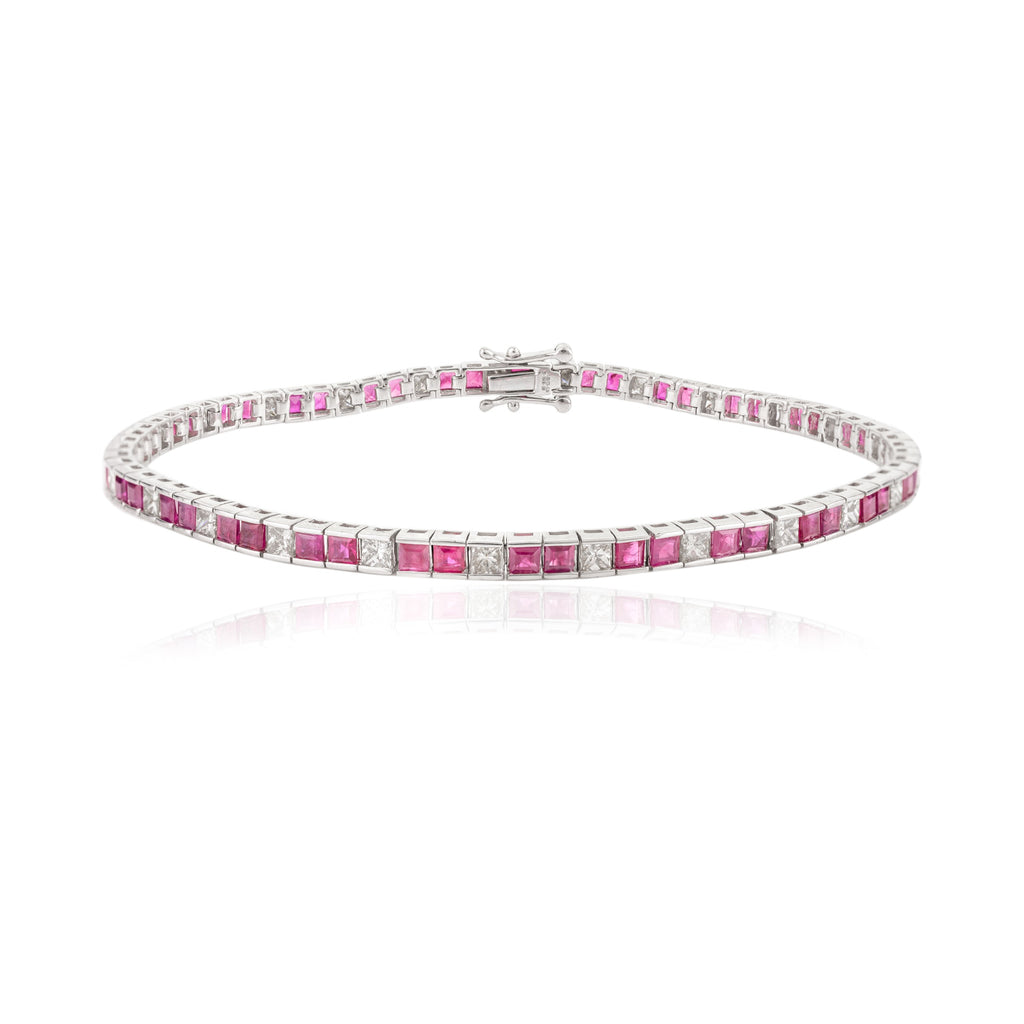 Gold Ruby Diamond Tennis Bracelet Image