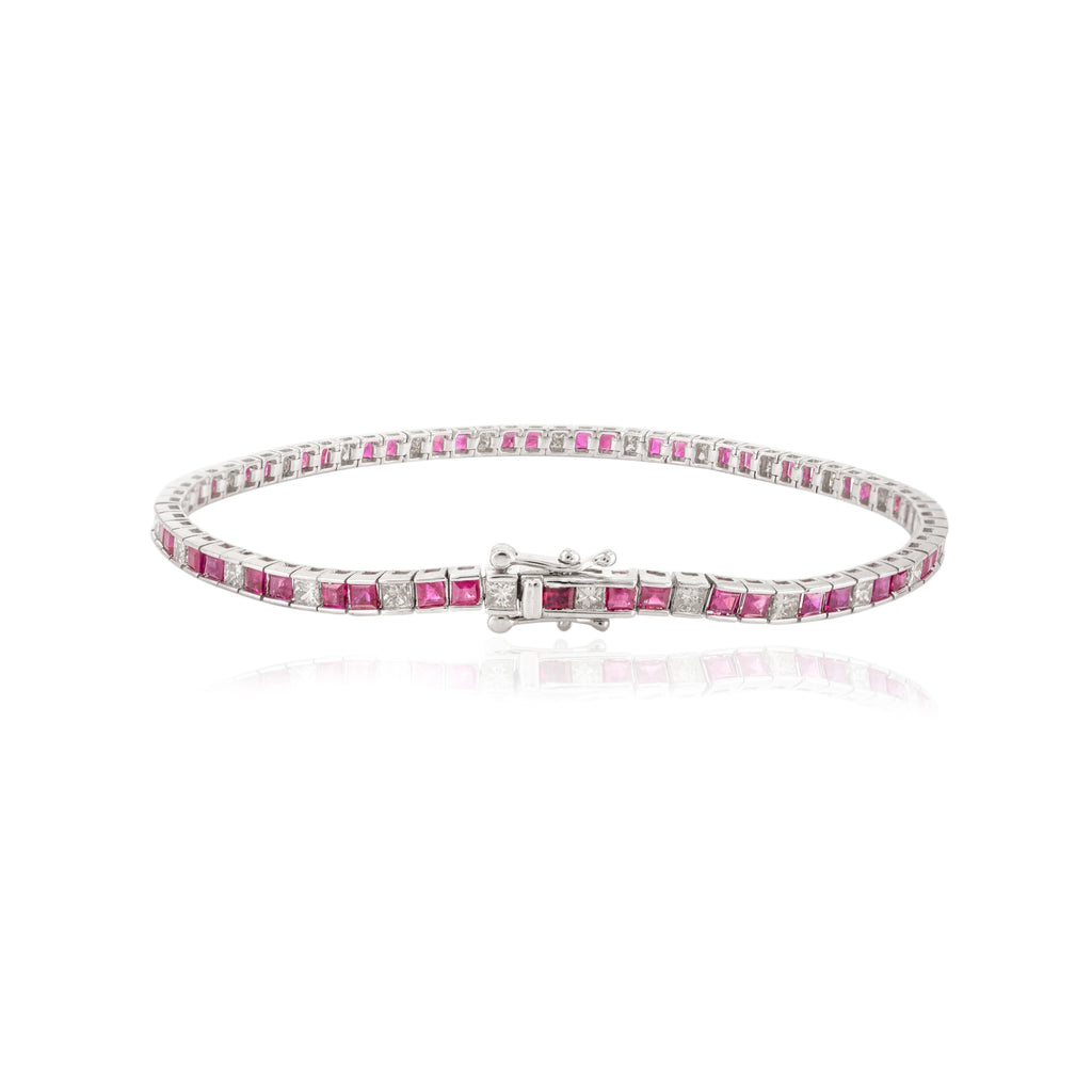 Gold Ruby Diamond Tennis Bracelet Image