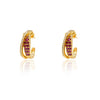 14K Yellow Gold Ruby Diamond Hoops Earrings Thumbnail