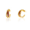 14K Yellow Gold Ruby Diamond Hoops Earrings Thumbnail