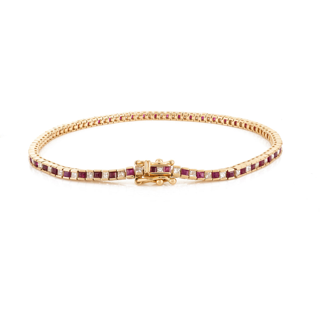 18K Gold Ruby Diamond Tennis Bracelet Image