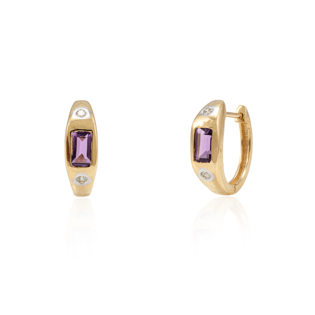 14k Yellow Gold Amethyst Hoops Earrings – vrjewels-us