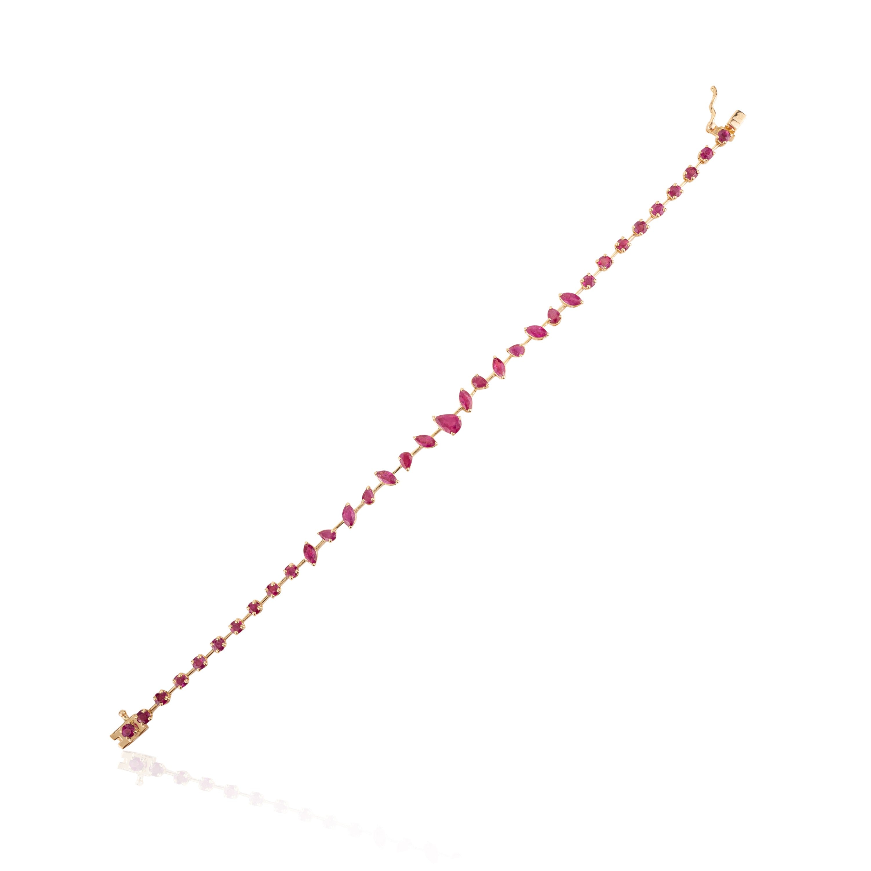 Ruby Gemstone 18k Solid Yellow Gold Unique Bracelet