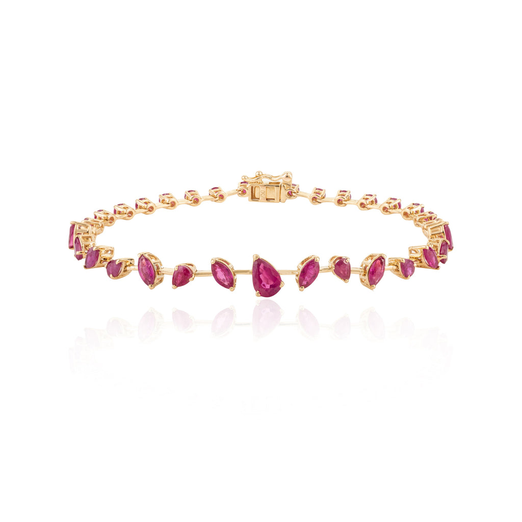 Ruby Gemstone 18k Solid Yellow Gold Unique Bracelet Image