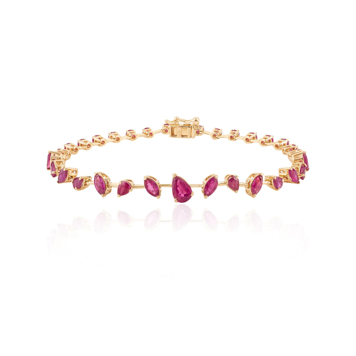 Ruby Gemstone 18k Solid Yellow Gold Unique Bracelet