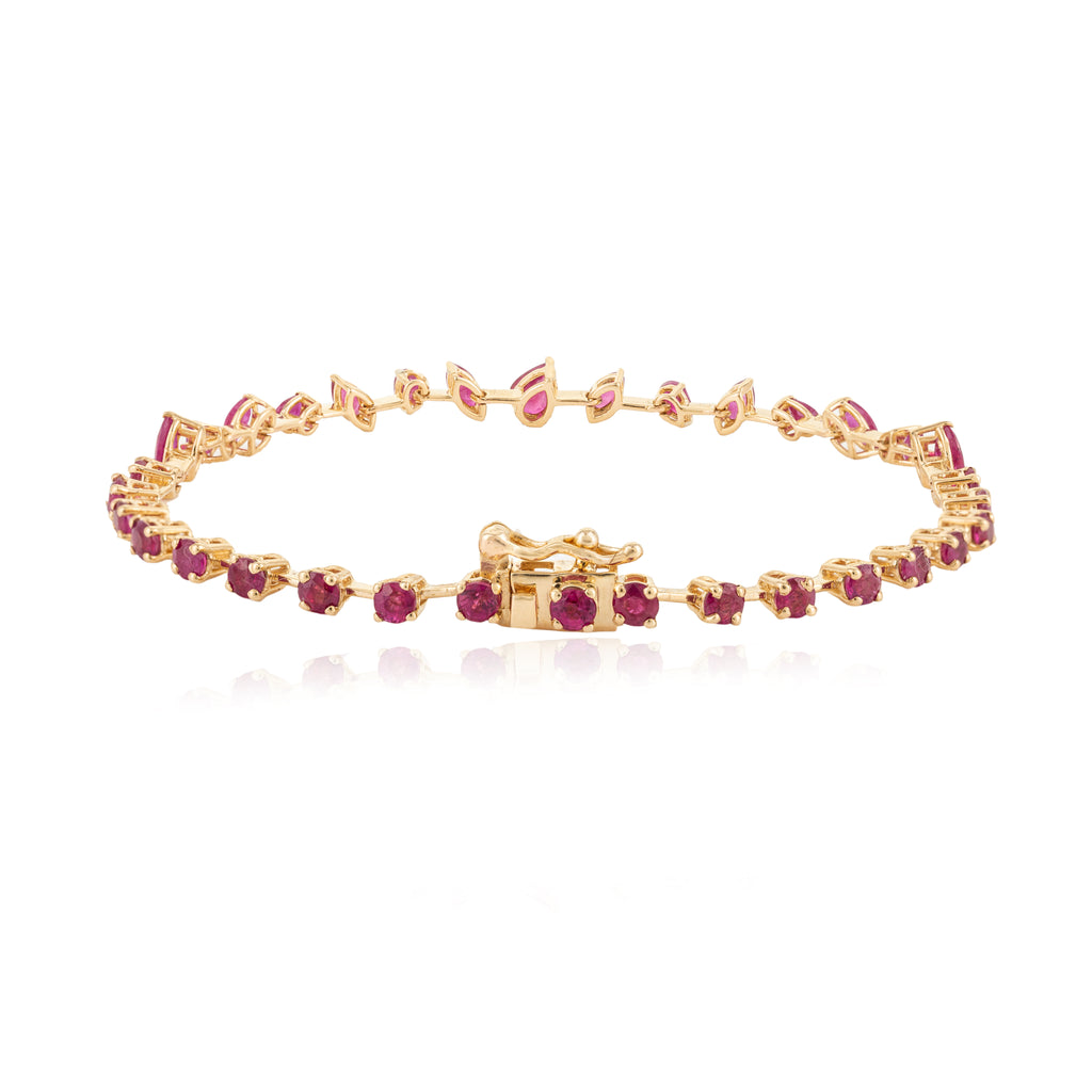 Ruby Gemstone 18k Solid Yellow Gold Unique Bracelet Image