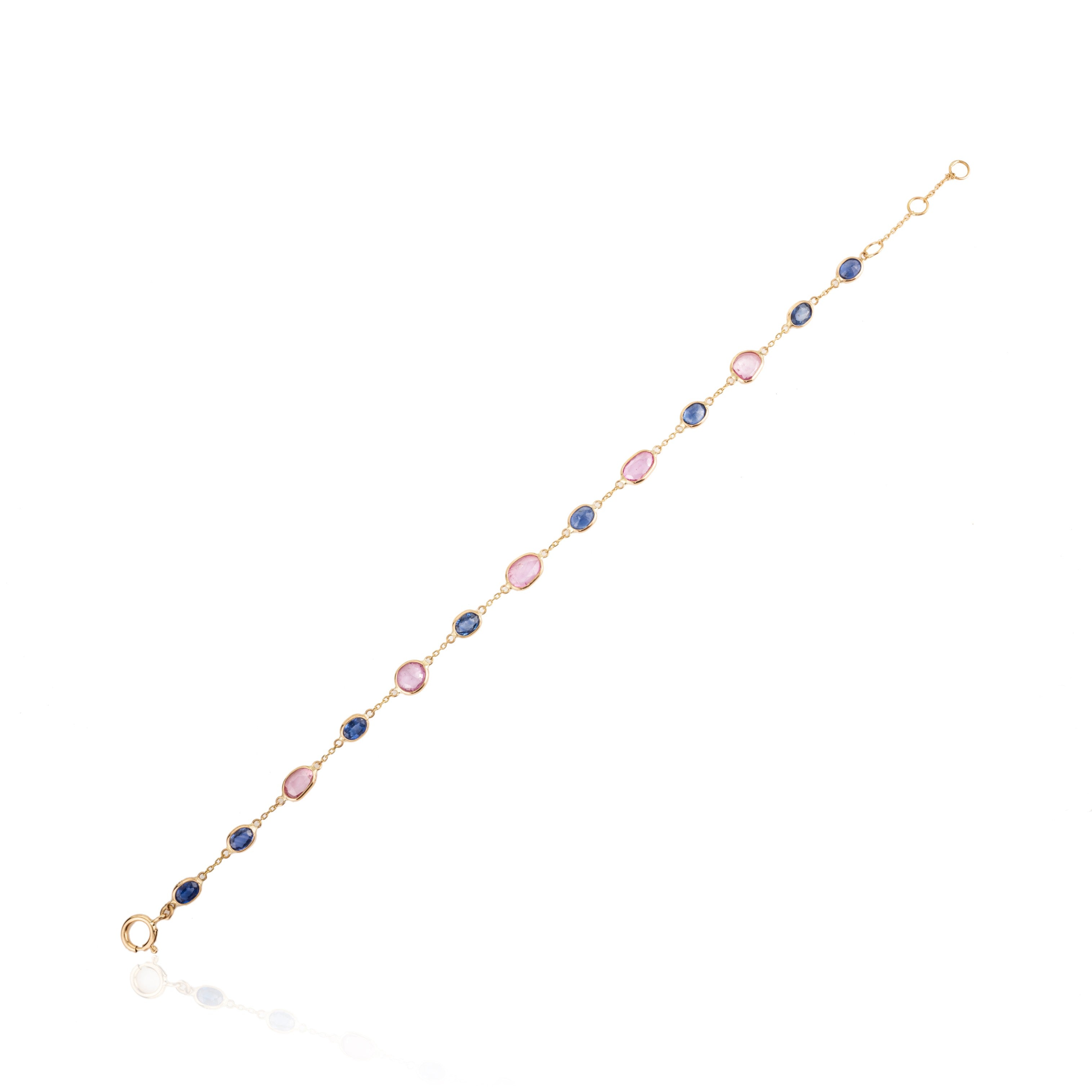 18K Multi Sapphire Chain Bracelet