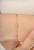 14K Modern 1 Carat Pink Sapphire Station Chain Bracelet Thumbnail
