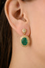 18K Double Halo Cluster Diamond Emerald Drop Earrings Thumbnail
