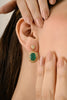 18K Double Halo Cluster Diamond Emerald Drop Earrings Thumbnail