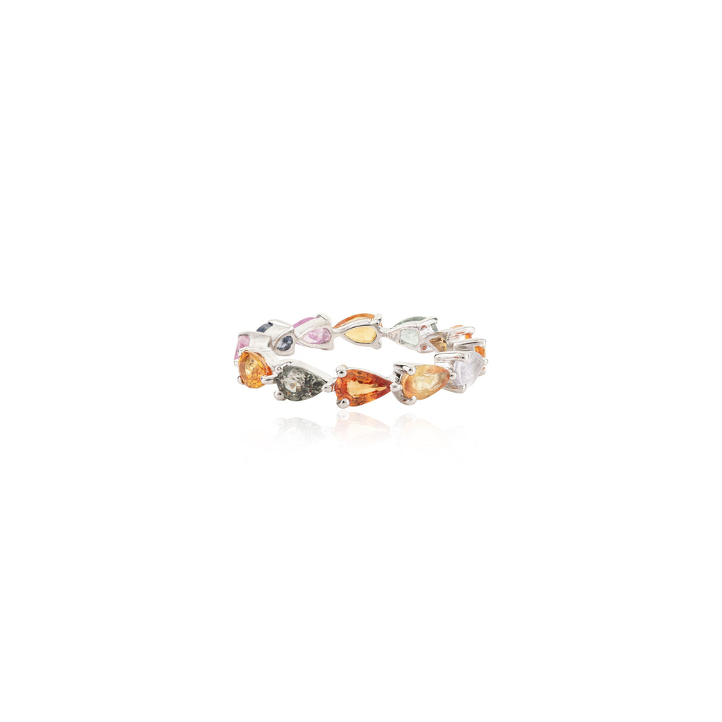 18K Gold Pear Cut Multi Sapphire Eternity Band Image