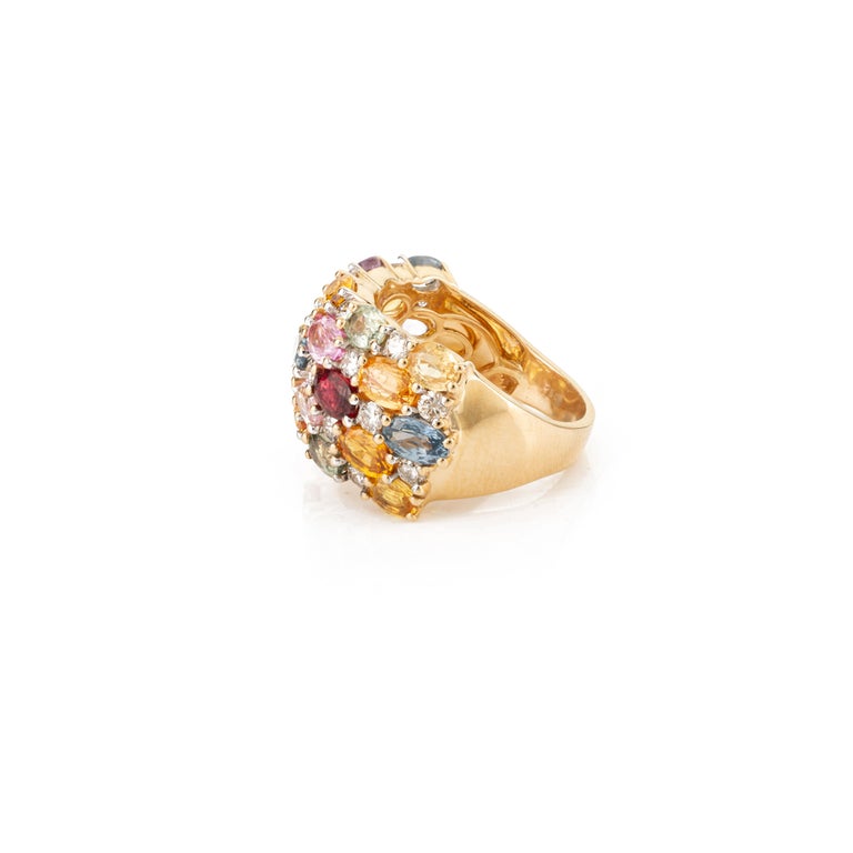 18K Gold Multi Sapphire Band Ring Image
