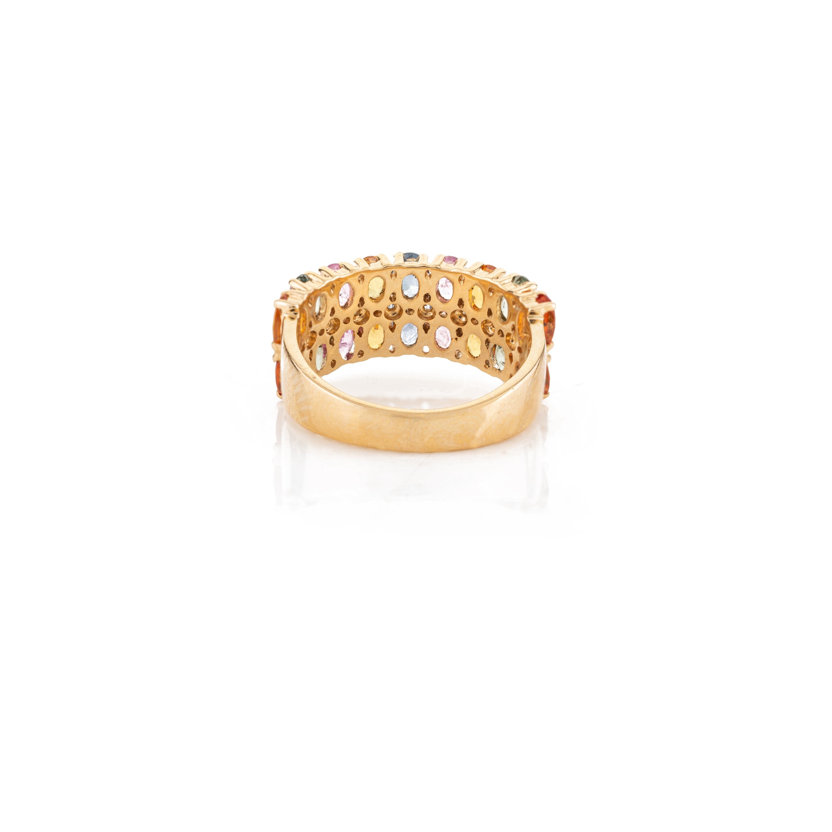 Multi Sapphire Diamond Wide Band Ring