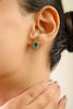 18K Gold Halo Diamond 1.36ct Octagon Emerald Stud Earrings Thumbnail