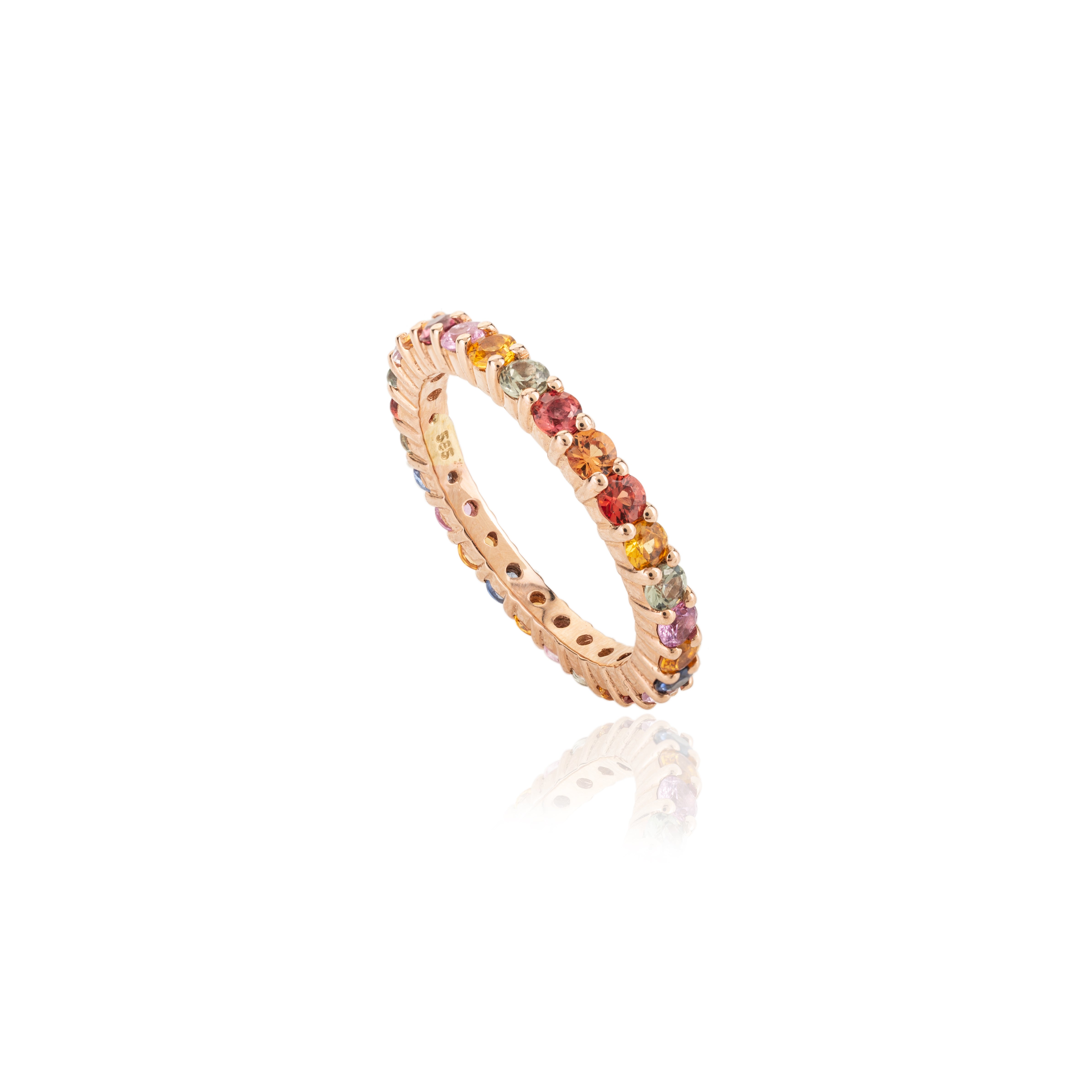 14K Multi Sapphire Eternity Band