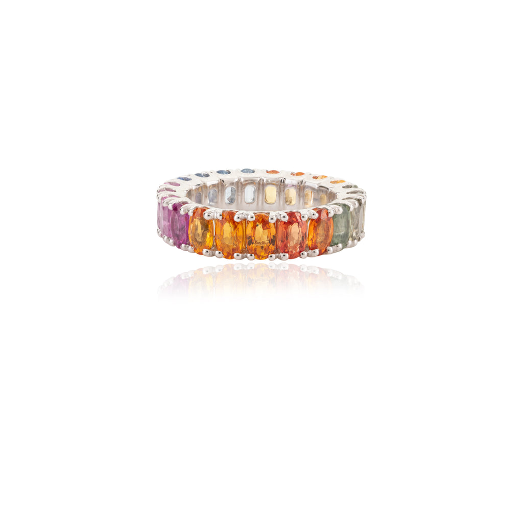 18K Gold 6.54 CTW Multi Sapphire Eternity Band Ring Image