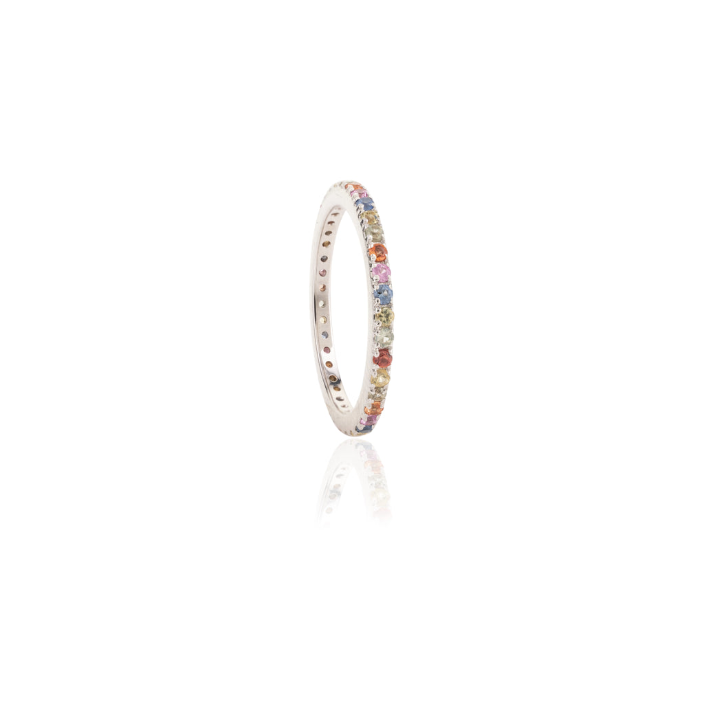 18K White Gold Dainty Gemstone Eternity Band Image