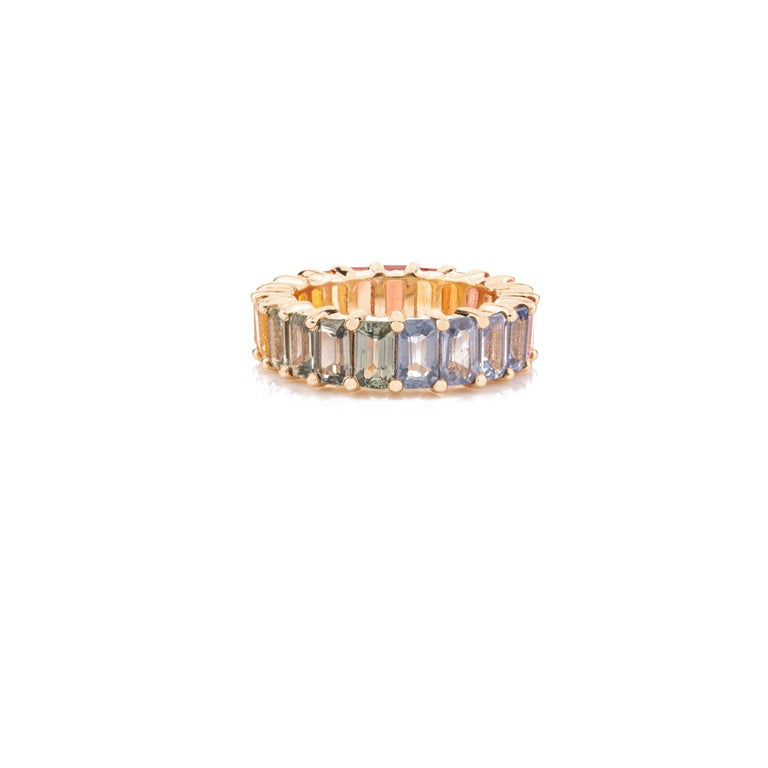 18k Gold Multi Sapphire Eternity Band