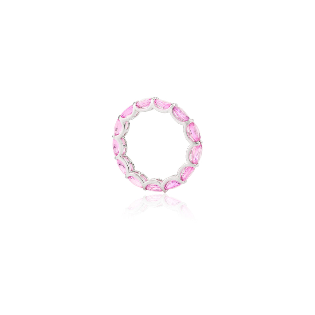 14K Solid White Gold Pink Sapphire Eternity Band Image