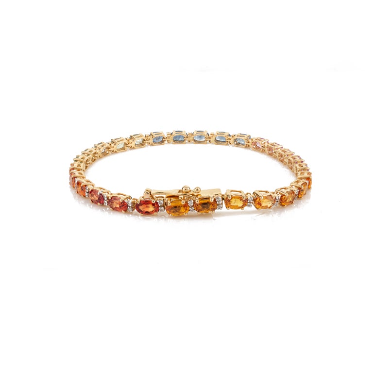 18K Gold Multi Sapphire Tennis Bracelet - vrjewels-us