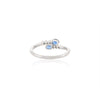 14K Solid White Gold Blue Sapphire Diamond Two Stone Ring Thumbnail