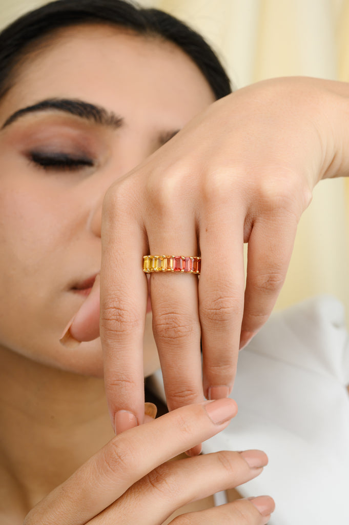 18k Gold Multi Sapphire Eternity Band Image