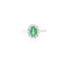 14K Solid White Gold Emerald Halo Diamond Ring Thumbnail