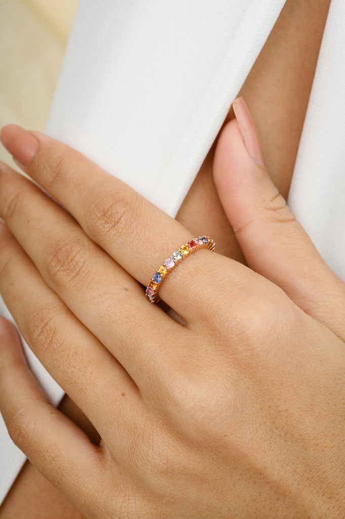 14K Multi Sapphire Eternity Band Image