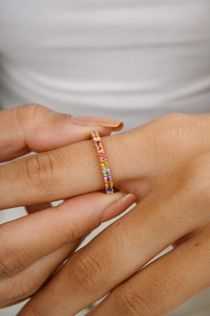 14K Multi Sapphire Eternity Band Image