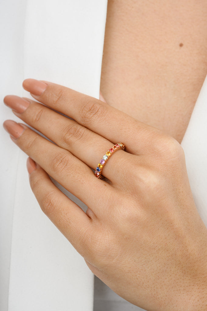 14K Multi Sapphire Eternity Band Image