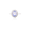 14K Solid White Gold Sapphire Halo Diamond Ring Thumbnail