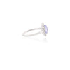 14K Solid White Gold Sapphire Halo Diamond Ring Thumbnail