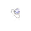 14K Solid White Gold Sapphire Halo Diamond Ring Thumbnail