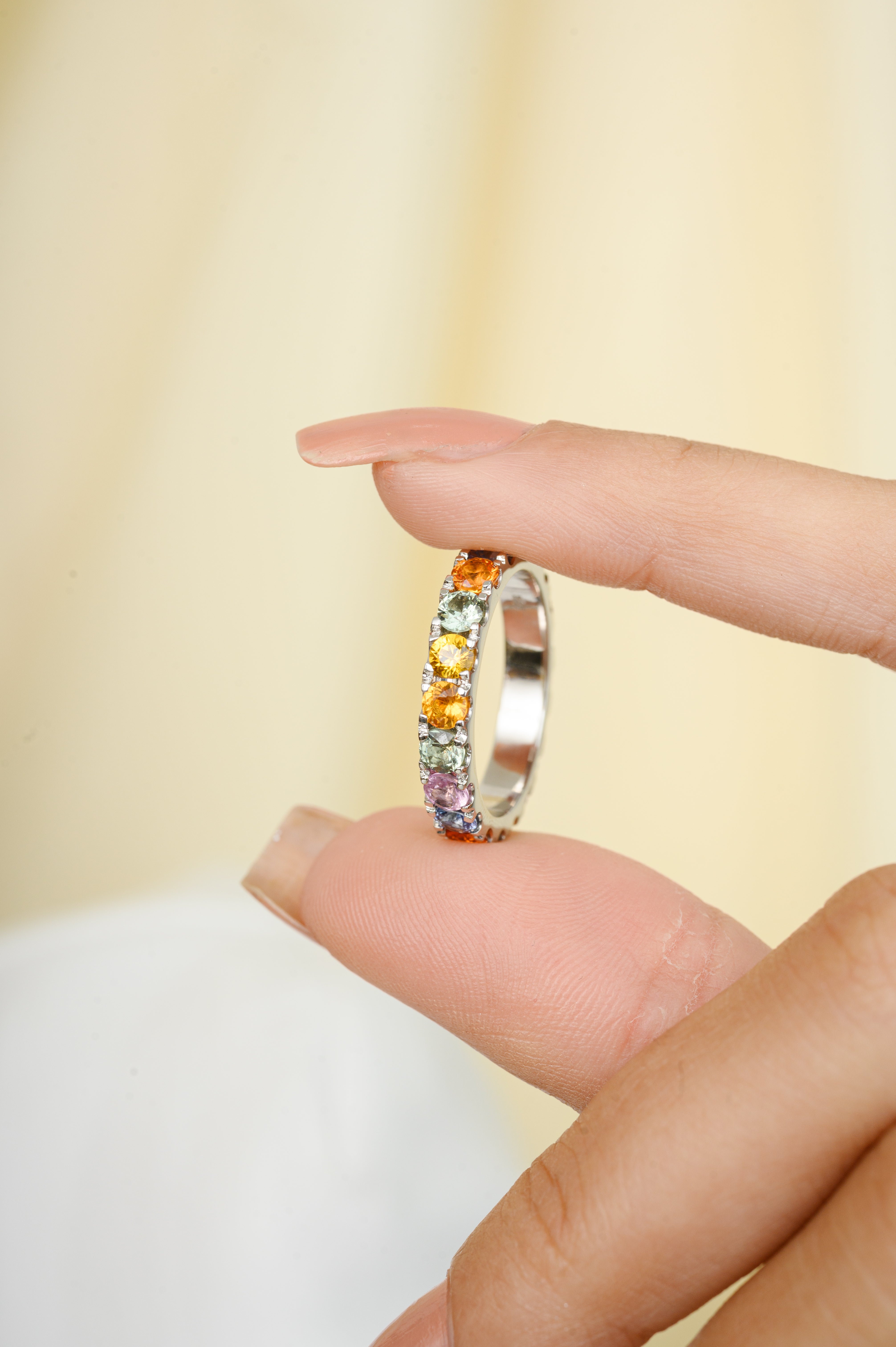 14K Multi Sapphire Eternity Band