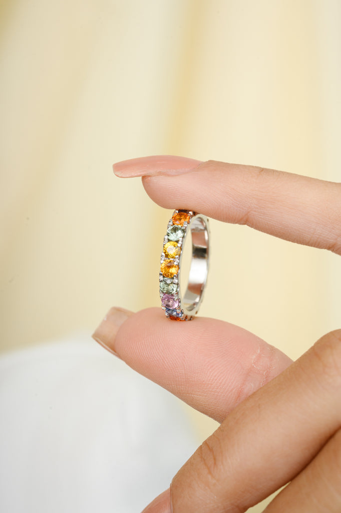 14K Multi Sapphire Eternity Band Image