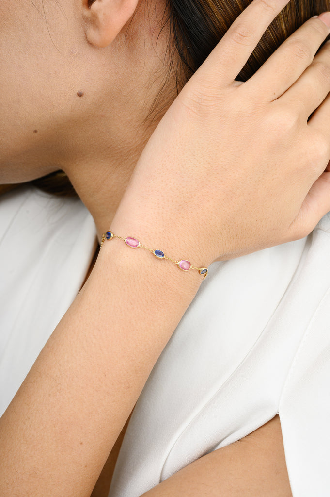 18K Multi Sapphire Chain Bracelet Image