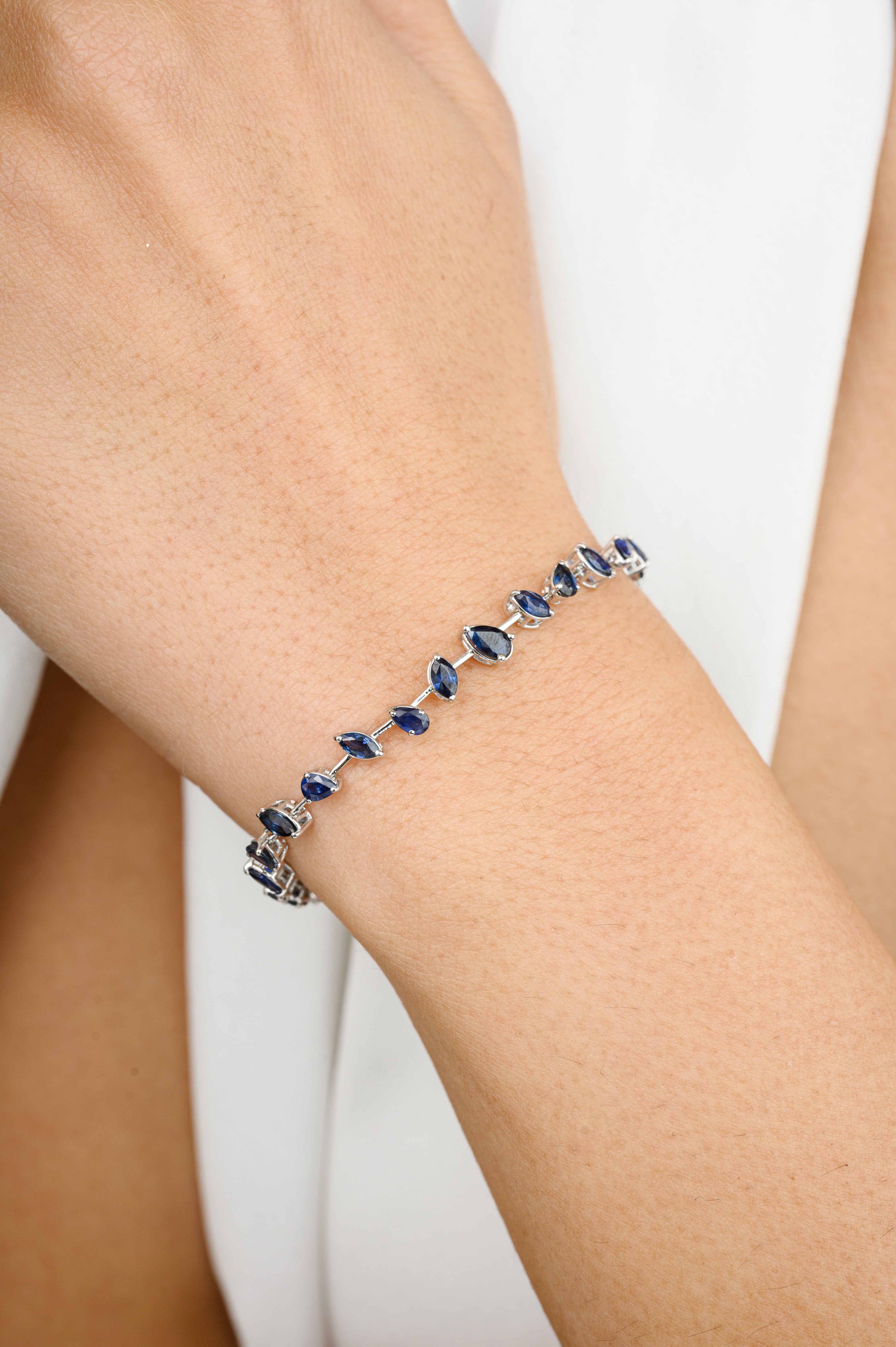 Unique Blue Sapphire Tennis Bracelet