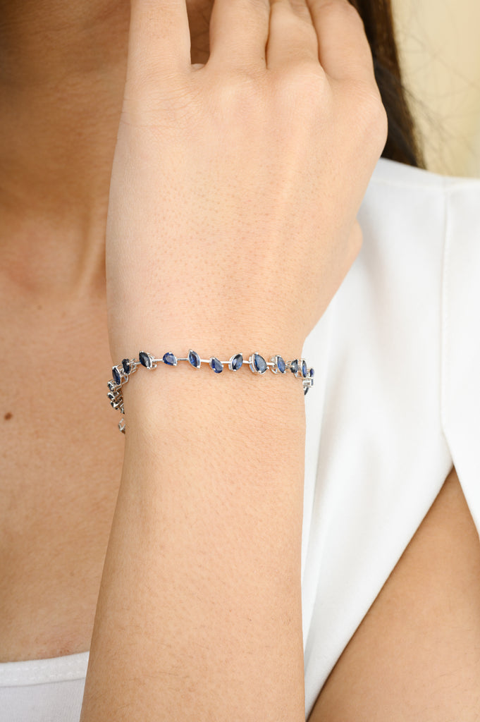 Unique Blue Sapphire Tennis Bracelet Image