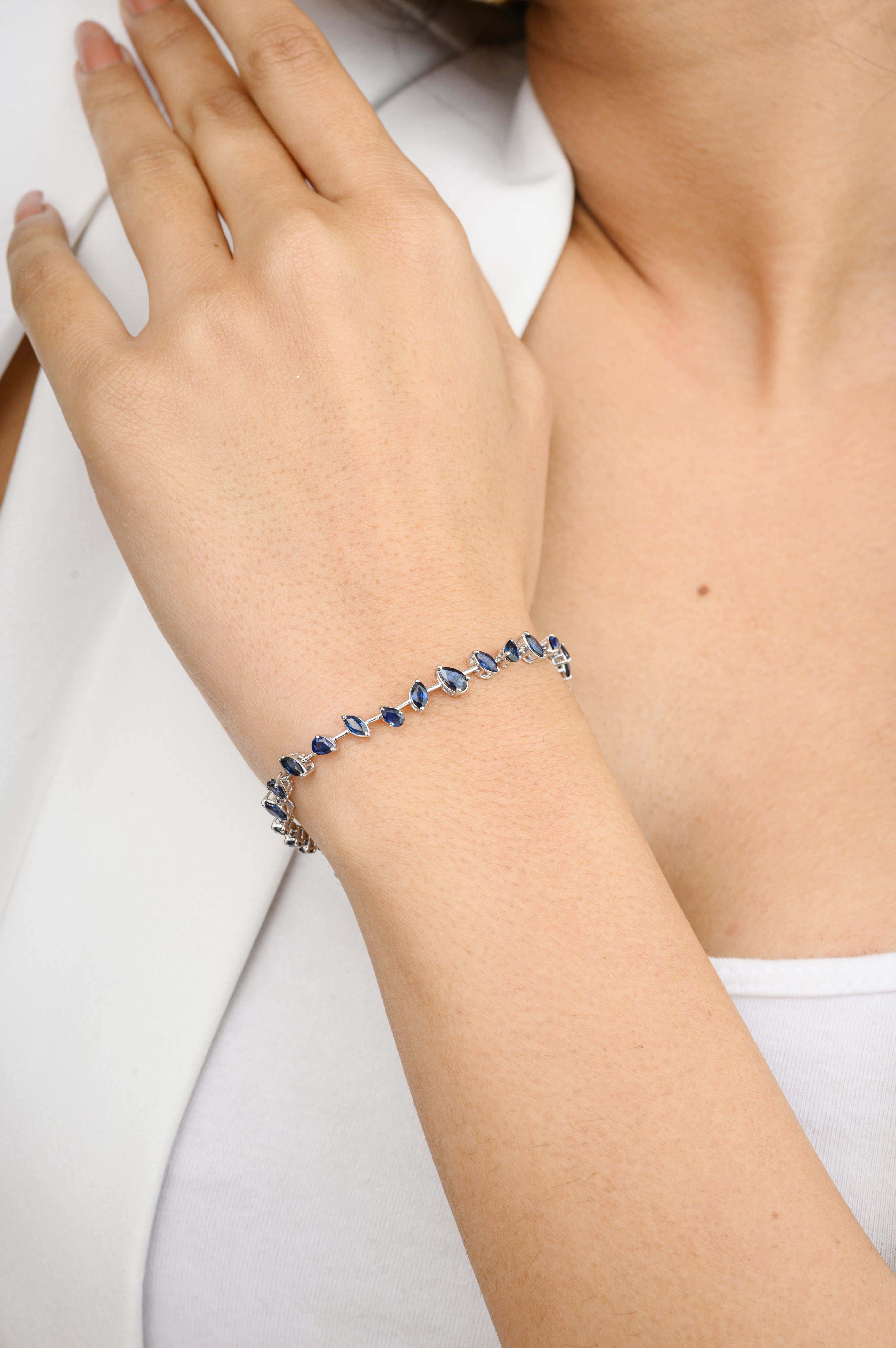 Unique Blue Sapphire Tennis Bracelet