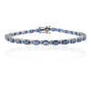 14K Solid Gold Blue Sapphire Diamond Tennis Bracelet Thumbnail