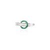 18K Solid White Gold Belt Buckle Ring In Emerald & Diamond Thumbnail