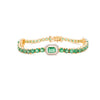14K Solid Yellow Gold Emerald Diamond Bracelet Thumbnail