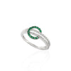 18K Solid White Gold Belt Buckle Ring In Emerald & Diamond Thumbnail