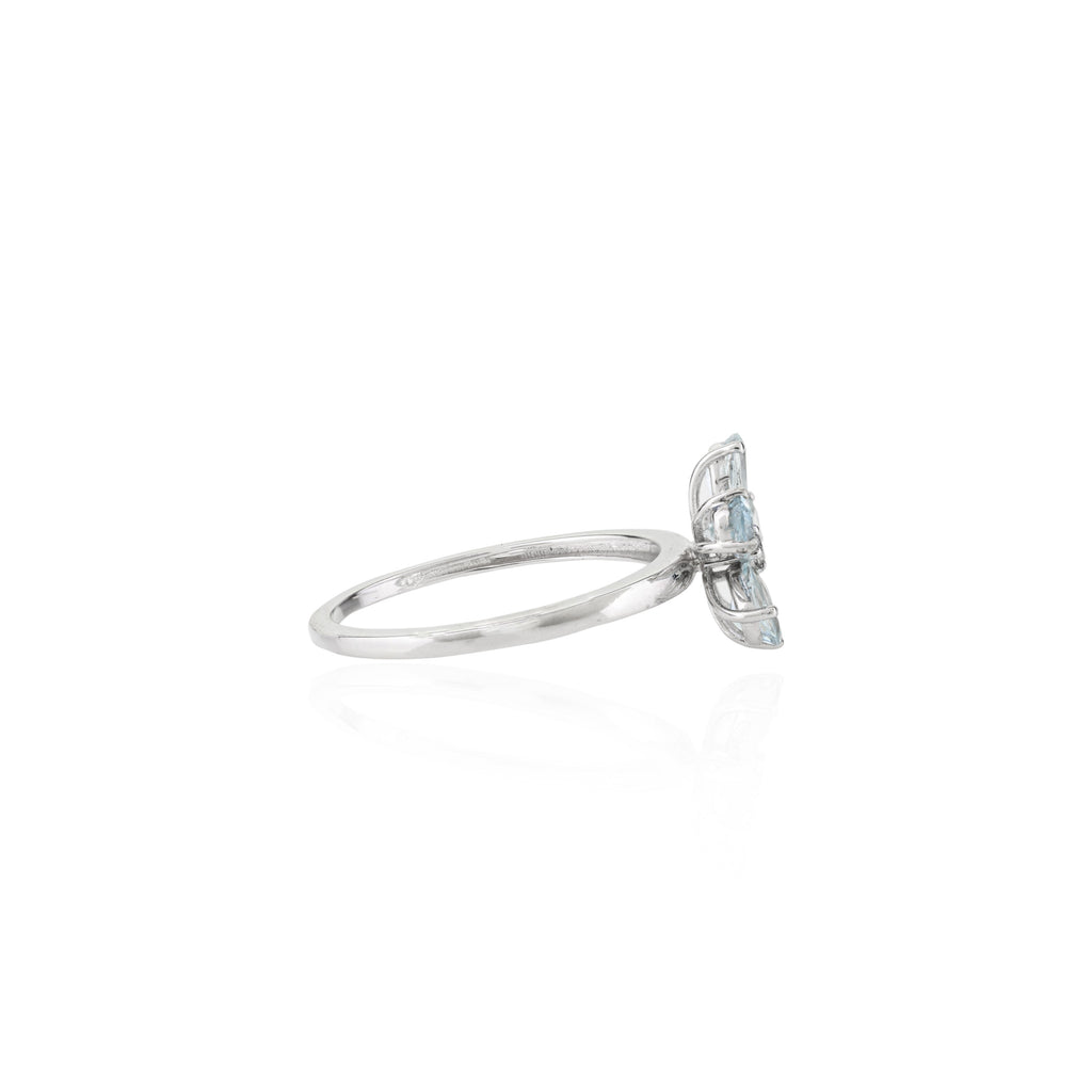 18K Gold Aquamarine Dainty Floral Ring Image