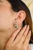 18K Gold Emerald Halo Diamond Dangle Earrings Thumbnail