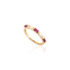 18K Solid Yellow Gold Ruby Diamond Band Ring Thumbnail