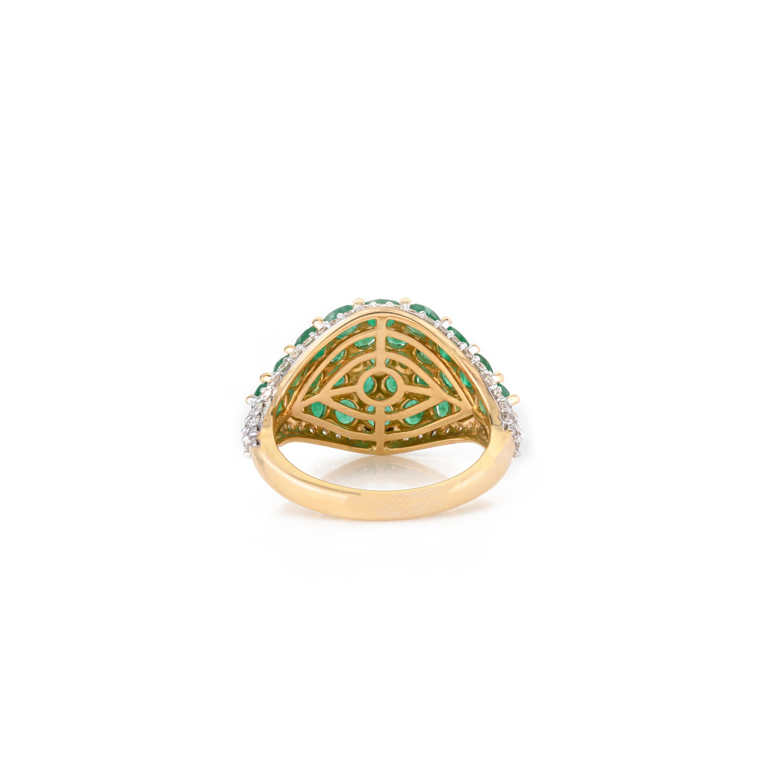 18K Solid Yellow Gold Emerald Cluster Ring - vrjewels-us